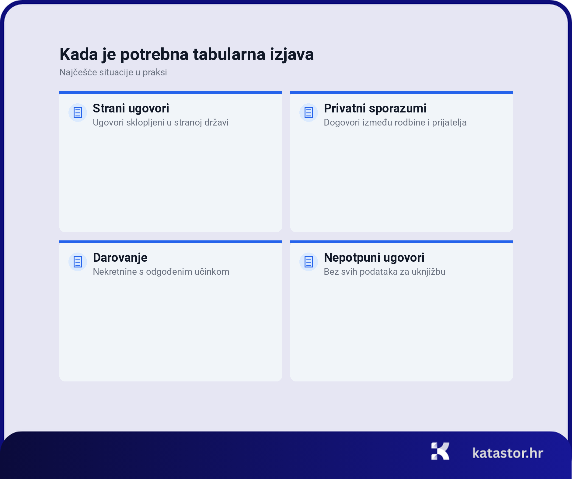 tabularna izjava postupak uknjizbe