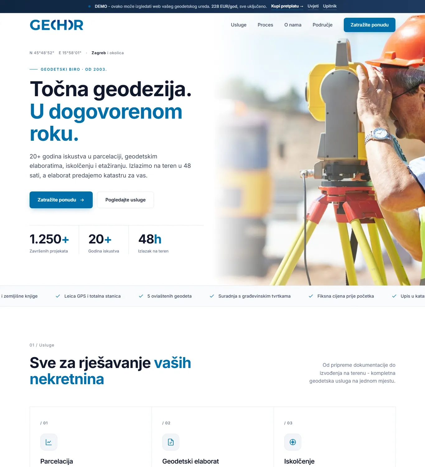 demo web stranica geodetski ured desktop