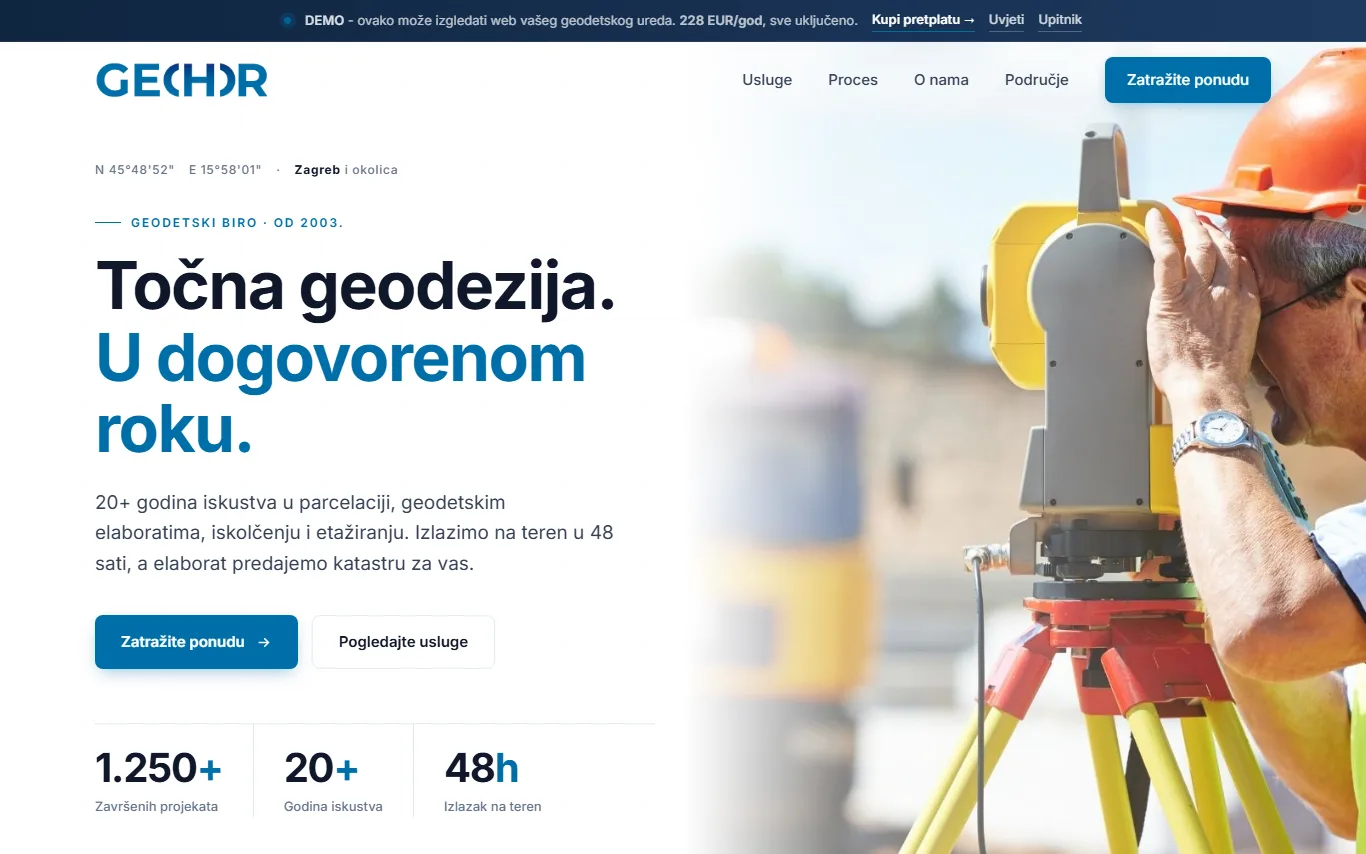 demo web stranica geodetski ured desktop