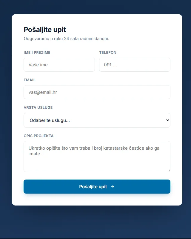 obrazac posaljite upit na demo stranici